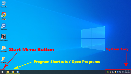 Areas of the Taskbar